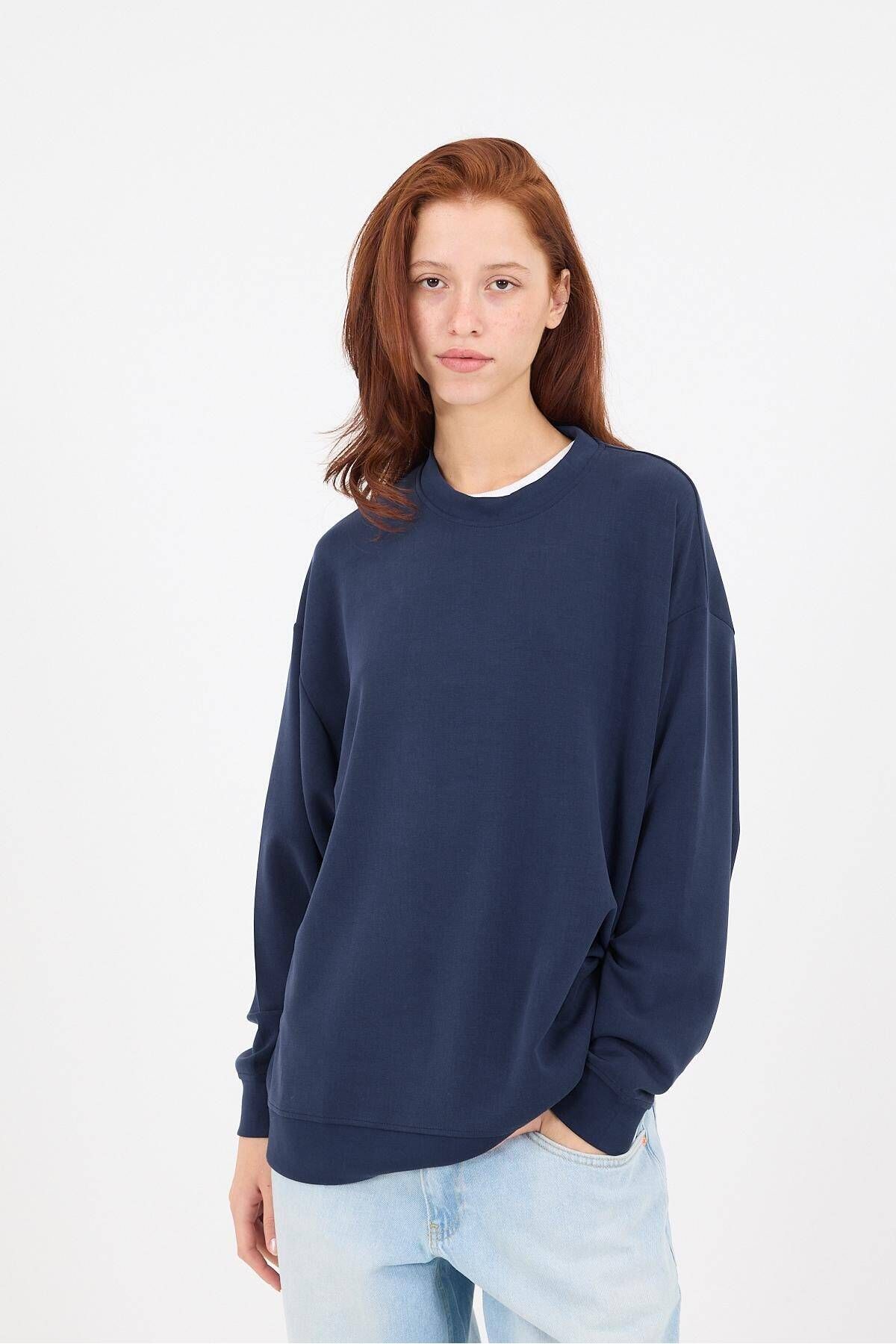 Bisiklet Yaka Oversize Modal Sweatshirt S16801-U11