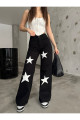 Flocked Star Yıldız Baskılı Geniş Paça  Straight fit Wide Leg Jean