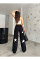 Flocked Star Yıldız Baskılı Geniş Paça  Straight fit Wide Leg Jean