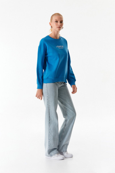 Yazı Baskılı Bisiklet Yaka Sweatshirt Yazı Baskılı Bisiklet Yaka Sweatshirt