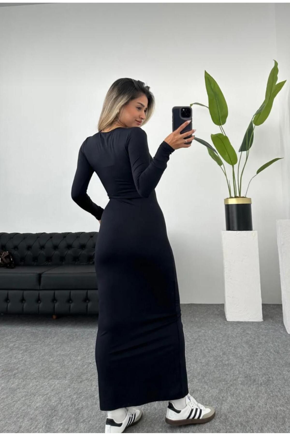 Kadın Siyah Hailey Uzun Kollu Likralı Maxi Elbise (Mevsimlik ve Kışlık ) Kadın Siyah Hailey Uzun Kollu Likralı Maxi Elbise (Mevsimlik ve Kışlık )