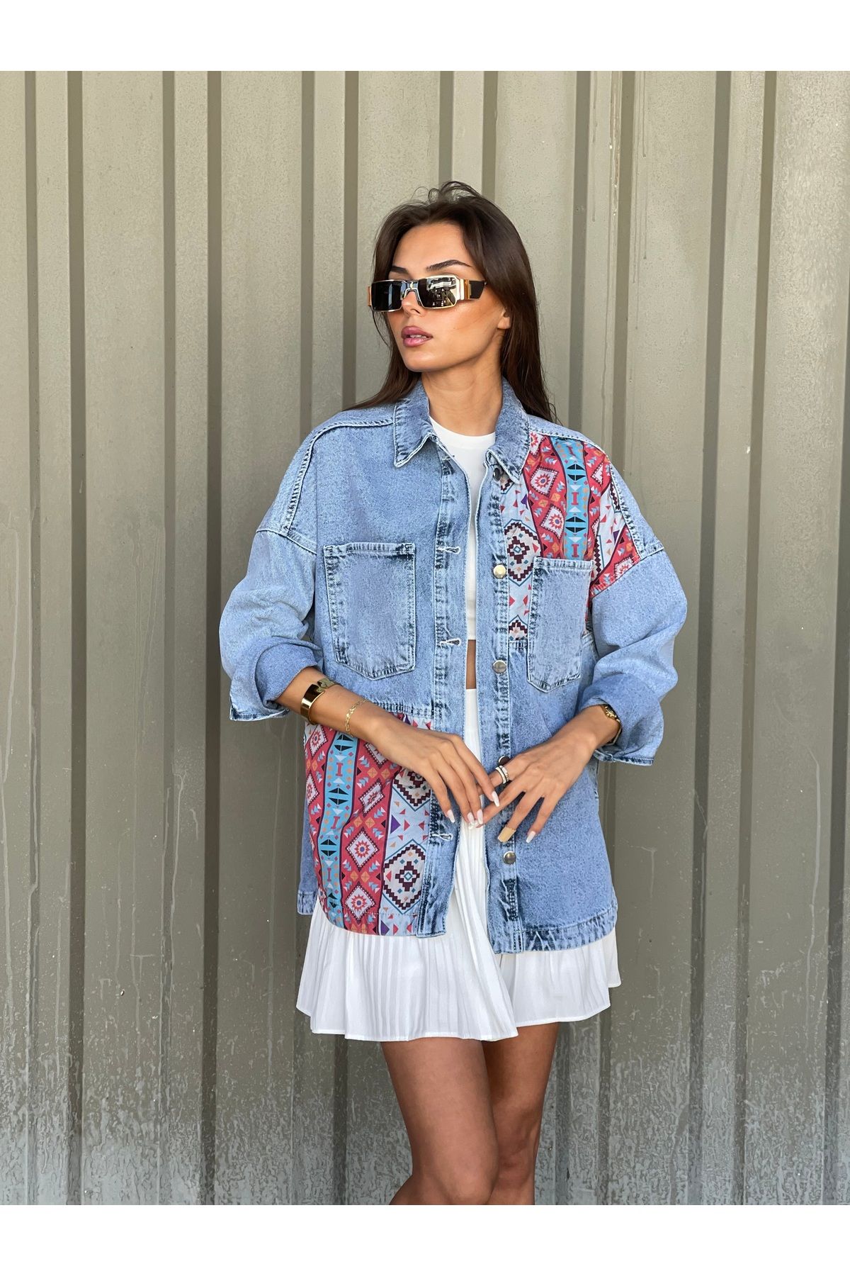 PS-PACHWORK JEAN CEKET - ST00286-Mavi-L