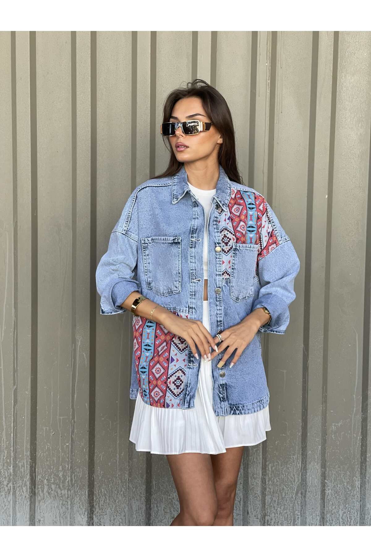 PS-PACHWORK JEAN CEKET - ST00286-Mavi-L