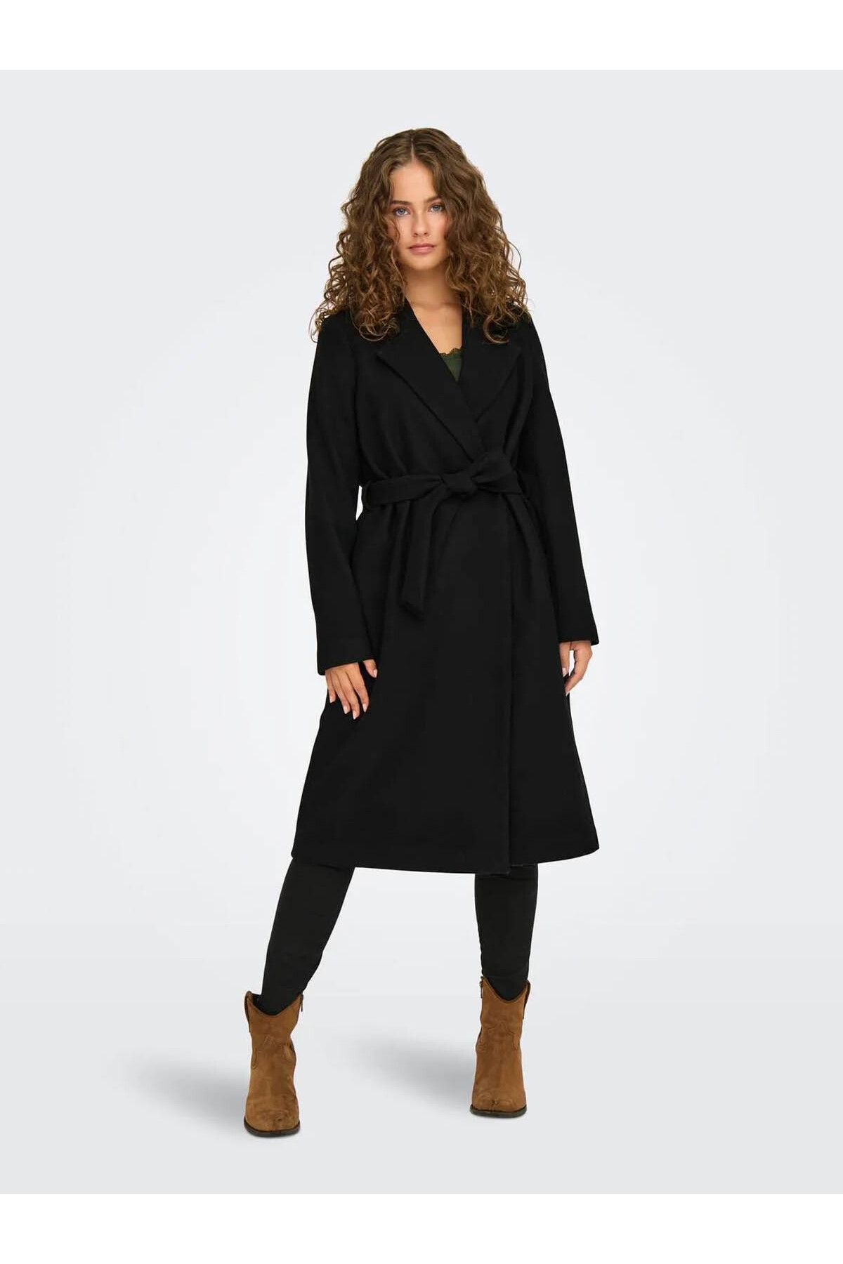 Kadın Kaban Siyah 15314362 Onlalvılda Lıfe Wrap Coat