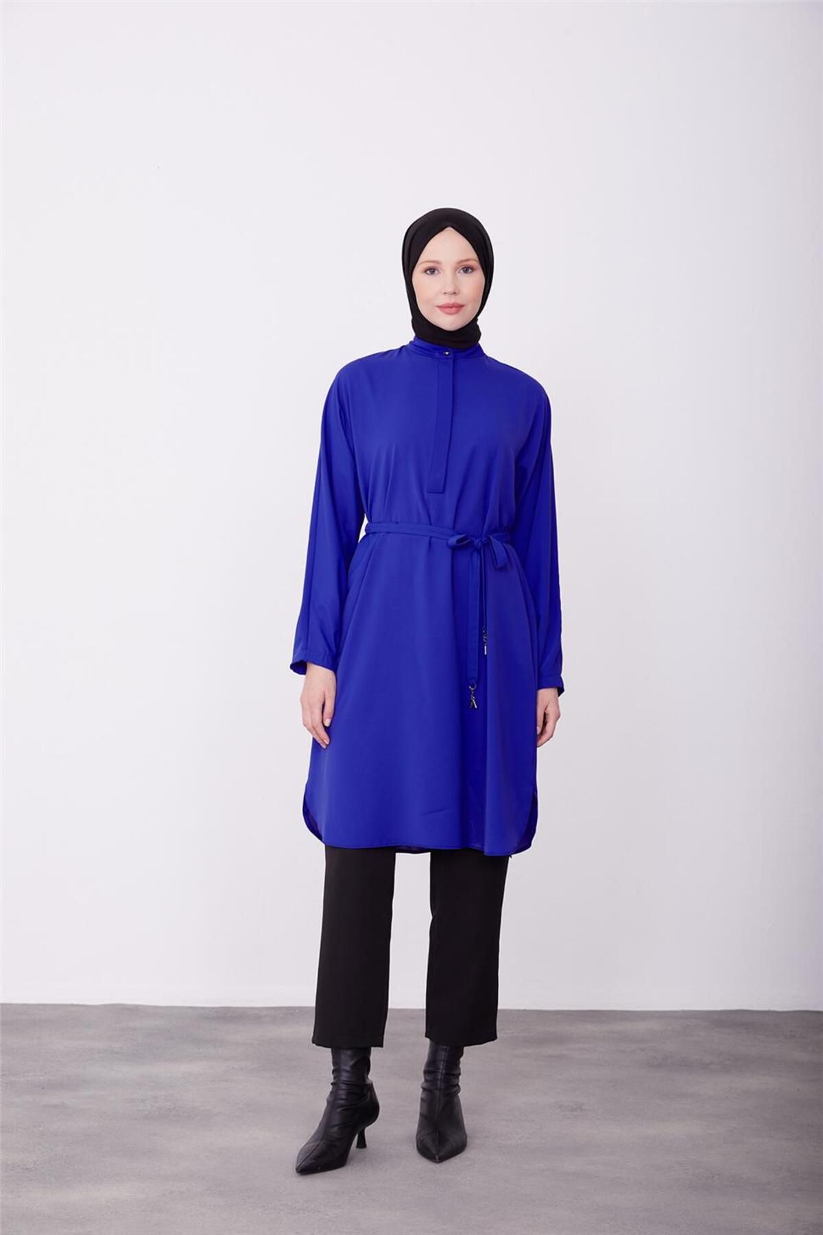 Lastikli Kemerli Tunik 23k4701 Morcivert Lastikli Kemerli Tunik 23k4701 Morcivert