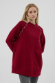 Taş Detaylı Parçalı Sweatshirt - Bordo Taş Detaylı Parçalı Sweatshirt - Bordo