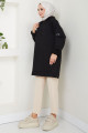 Kapüşonlu Kolu Cep Detaylı Sweatshirt Tunik Siyah Hm2582 Kapüşonlu Kolu Cep Detaylı Sweatshirt Tunik Siyah Hm2582