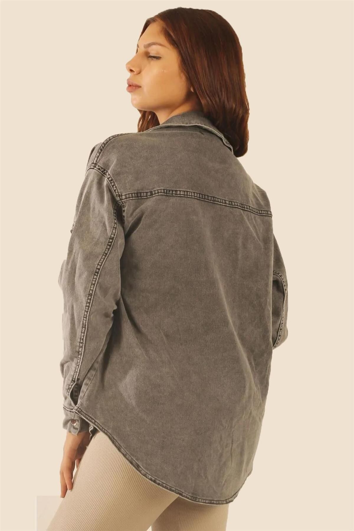 Likralı Koyu Eksitme Yıkamalı Efektli Kadın Denim Kot Ceket- 10-02 - Siyah Likralı Koyu Eksitme Yıkamalı Efektli Kadın Denim Kot Ceket- 10-02 - Siyah