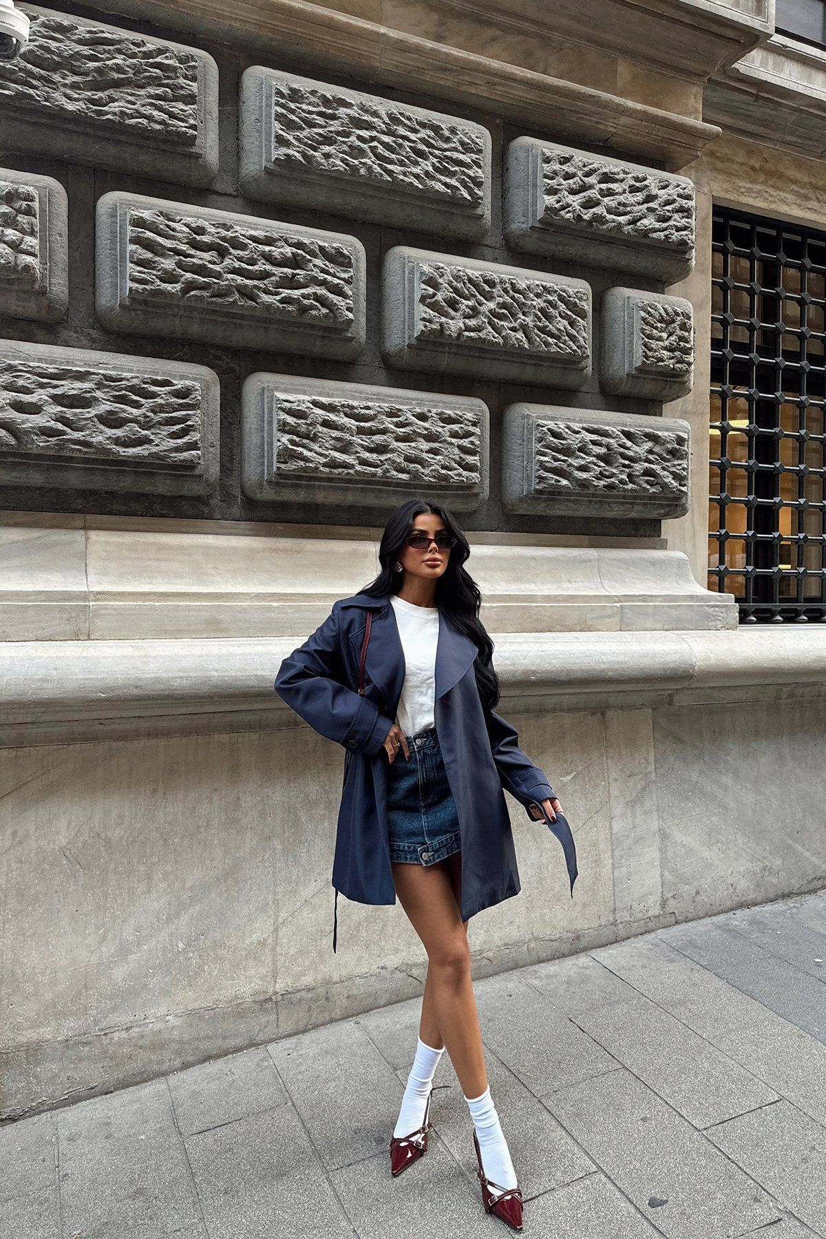 Lacivert Pyrena Kısa Trençkot ATE-1569 Lacivert Pyrena Kısa Trençkot ATE-1569