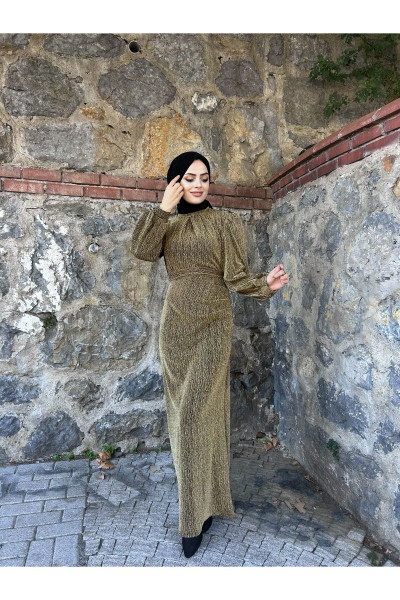 Seçil Simli Kemerli Tesettür Elbise Seçil Simli Kemerli Tesettür Elbise