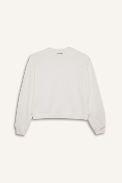 Regular Fit Bisiklet Yaka Kalın Basic Düz Beyaz Sweatshirt D6645ax24wn Regular Fit Bisiklet Yaka Kalın Basic Düz Beyaz Sweatshirt D6645ax24wn