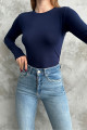 Lacivert Bisiklet Yaka Basic Uzun Kollu Body Lacivert Bisiklet Yaka Basic Uzun Kollu Body