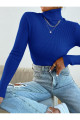 Unisex Saks Mavi Pamuklu Balıkçı Yaka Kaşkorse Şardonlu Slimfit Boğazlı Kazak Unisex Saks Mavi Pamuklu Balıkçı Yaka Kaşkorse Şardonlu Slimfit Boğazlı Kazak