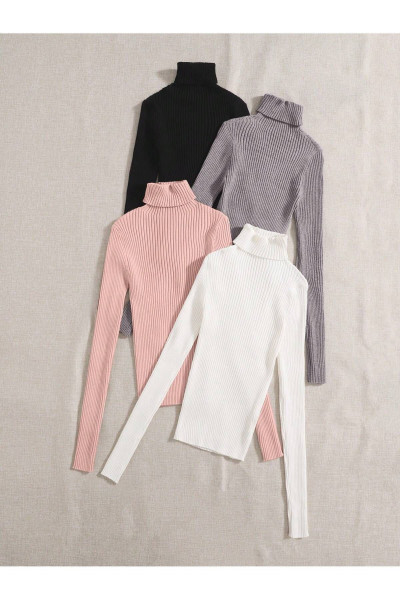 Unisex Siyah-gri-beyaz-pembe Pamuklu Balıkçı Yaka Kaşkorse Şardonlu Slimfit Boğazlı Kazak Unisex Siyah-gri-beyaz-pembe Pamuklu Balıkçı Yaka Kaşkorse Şardonlu Slimfit Boğazlı Kazak