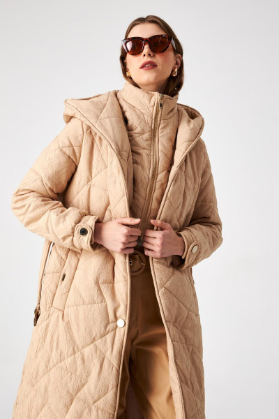 Kapüşonlu Kemer Detaylı Bej Mont 13417 Kapüşonlu Kemer Detaylı Bej Mont 13417