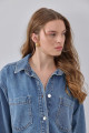 Mavi Oversize Metal Düğmeli Denim Gömlek Ceket Mavi Oversize Metal Düğmeli Denim Gömlek Ceket