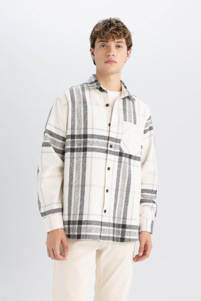 Regular Fit Polo Yaka Kareli Oduncu Flanel Uzun Kollu Gömlek D4133AX24WN Regular Fit Polo Yaka Kareli Oduncu Flanel Uzun Kollu Gömlek D4133AX24WN