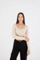 Yuvarlak Yaka Uzun Kol Seamless Crop Bluz B0361-k2k3 Yuvarlak Yaka Uzun Kol Seamless Crop Bluz B0361-k2k3