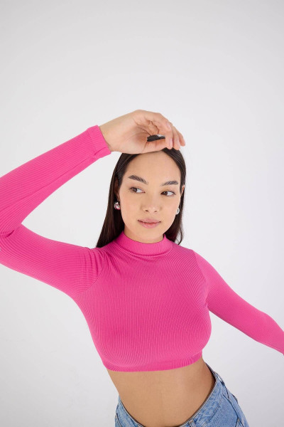 Uzun Kol Seamless Crop Bluz B0409-l5 Uzun Kol Seamless Crop Bluz B0409-l5
