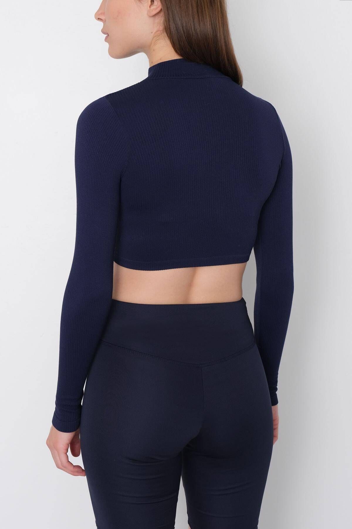 Uzun Kol Seamless Crop Bluz B0409-l5 Uzun Kol Seamless Crop Bluz B0409-l5