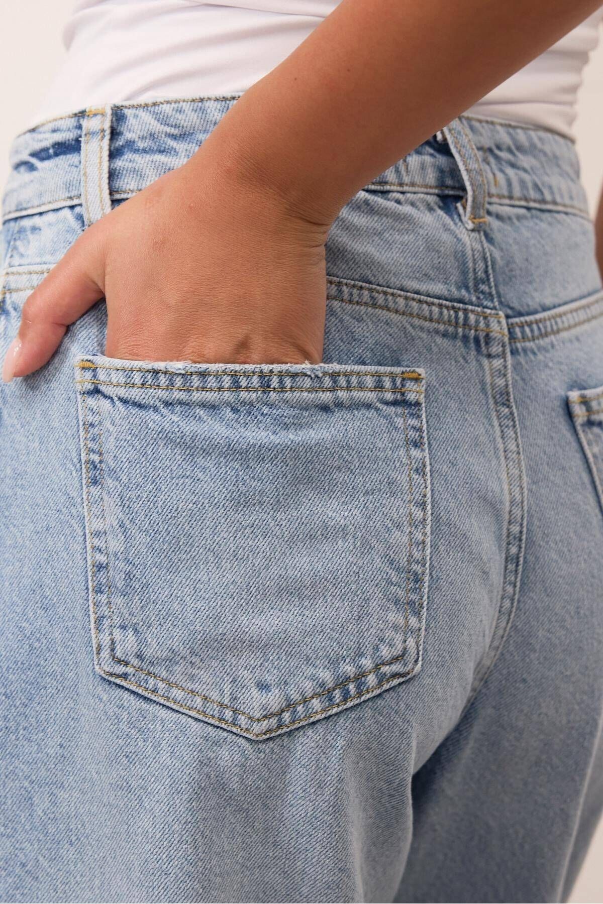 Yüksek Bel Yırtık Detaylı Jean Pantolon Ç.PN5198-PNF Yüksek Bel Yırtık Detaylı Jean Pantolon Ç.PN5198-PNF