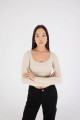 Yuvarlak Yaka Uzun Kol Seamless Crop Bluz B0361-k2k3