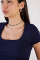 U Yaka Kısa Kollu Basic Bluz P3872-t9 U Yaka Kısa Kollu Basic Bluz P3872-t9