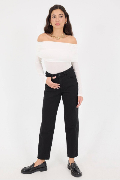 Yüksek Bel Mom Jean Pantolon PN8624-PNF Yüksek Bel Mom Jean Pantolon PN8624-PNF
