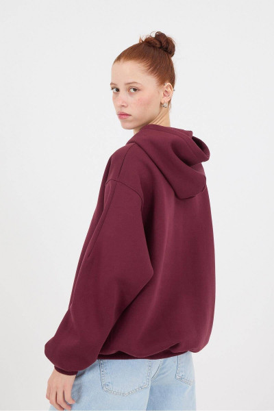 Yıldız Baskılı Kapüşonlu Şardonlu Sweatshirt S3994-U8 Yıldız Baskılı Kapüşonlu Şardonlu Sweatshirt S3994-U8