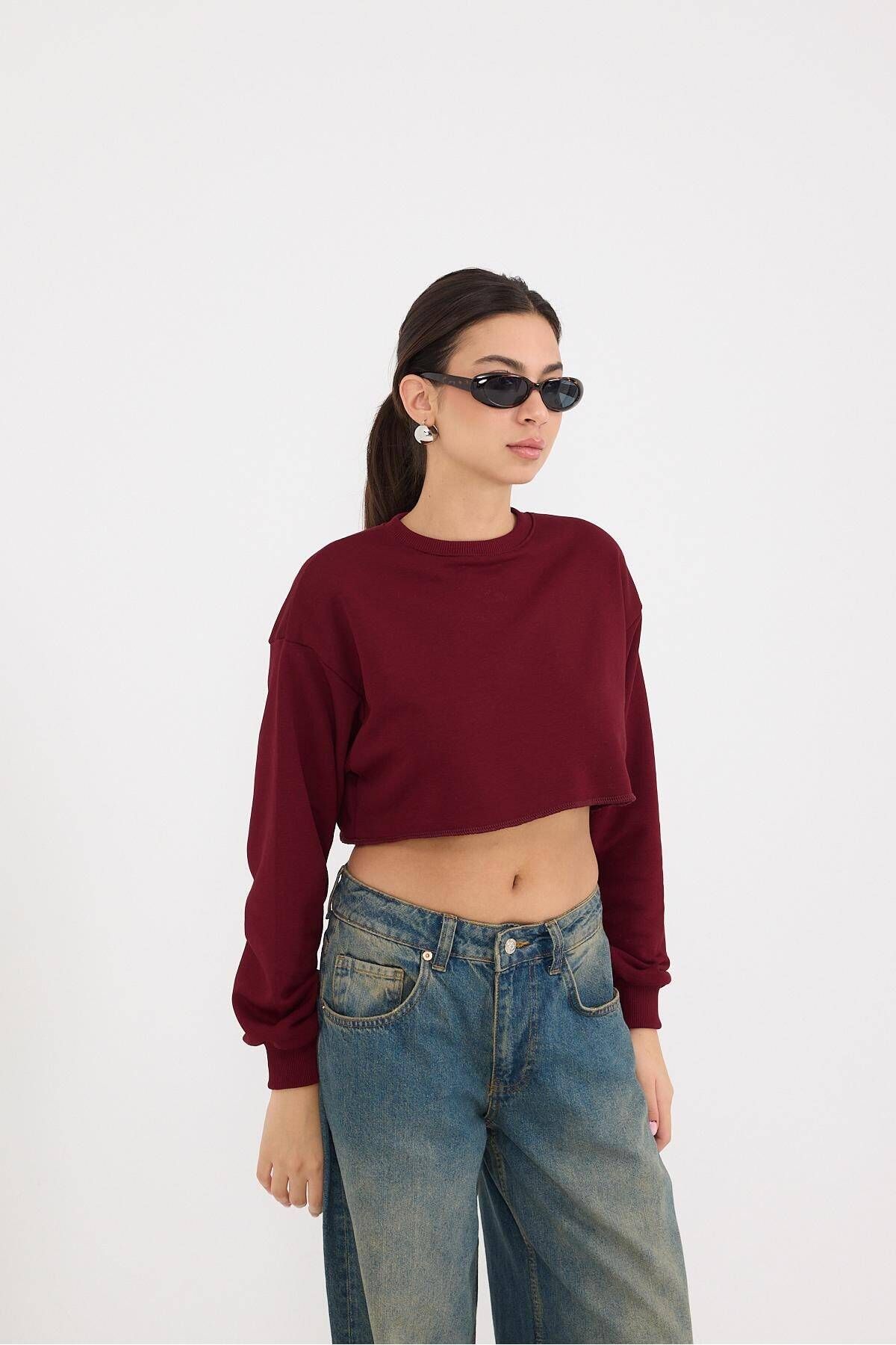 Bisiklet Yaka Crop Sweatshirt S135-X6