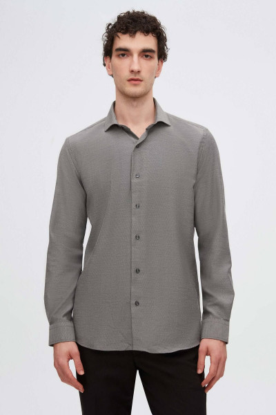 Slim Fit Antrasit Italyan Yaka Armürlü Uzun Kollu Kolay Ütülenebilir Nefes Alan Dört Mevsim Slim Fit Antrasit Italyan Yaka Armürlü Uzun Kollu Kolay Ütülenebilir Nefes Alan Dört Mevsim