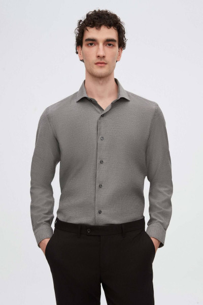 Slim Fit Antrasit Italyan Yaka Armürlü Uzun Kollu Kolay Ütülenebilir Nefes Alan Dört Mevsim Slim Fit Antrasit Italyan Yaka Armürlü Uzun Kollu Kolay Ütülenebilir Nefes Alan Dört Mevsim