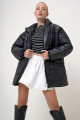 Kadın Siyah Kapüşonlu Fleto Cepli Puffer Fashion Oversize Şişme Mont PRM1107 Kadın Siyah Kapüşonlu Fleto Cepli Puffer Fashion Oversize Şişme Mont PRM1107
