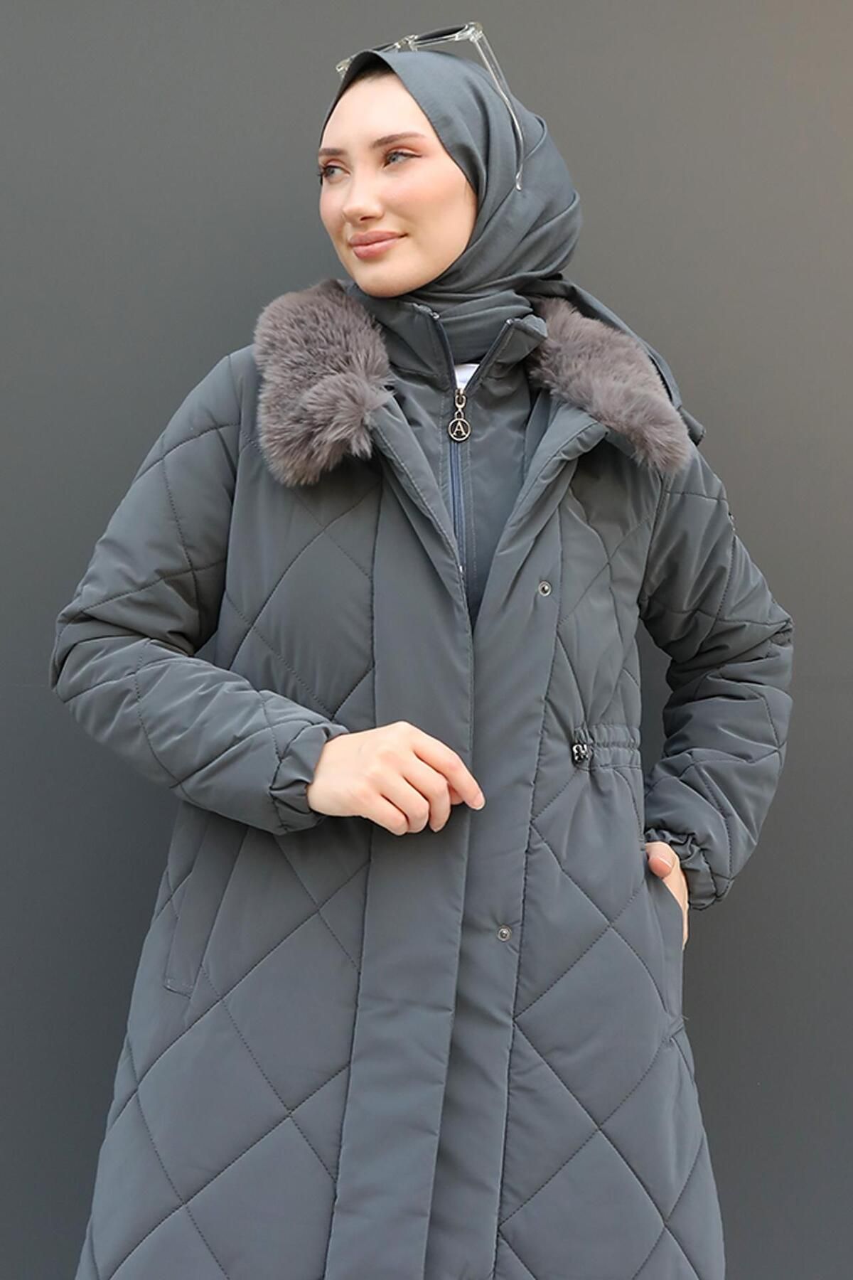 Şişme Anorak Mont Koyu Gri Şişme Anorak Mont Koyu Gri