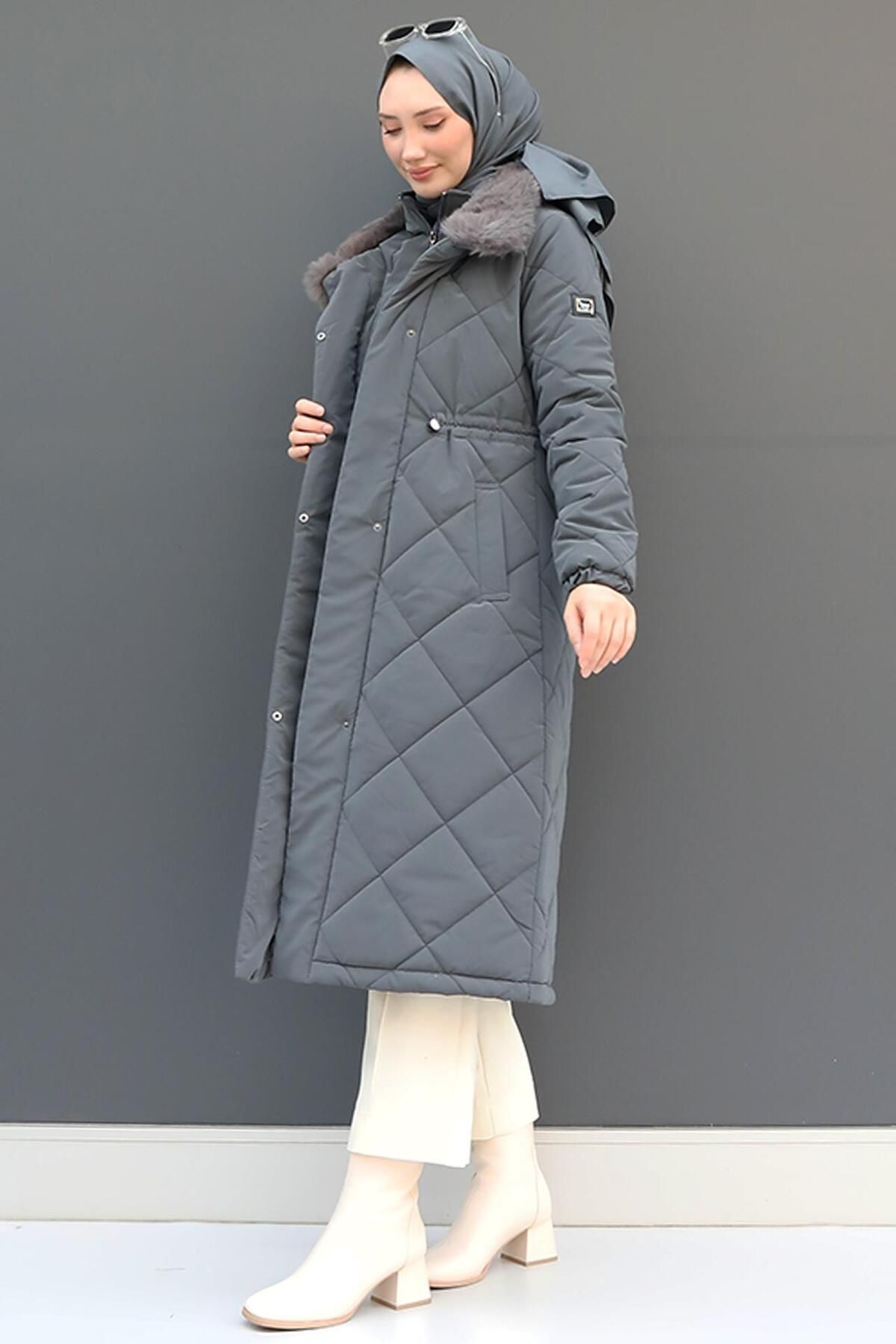 Şişme Anorak Mont Koyu Gri Şişme Anorak Mont Koyu Gri