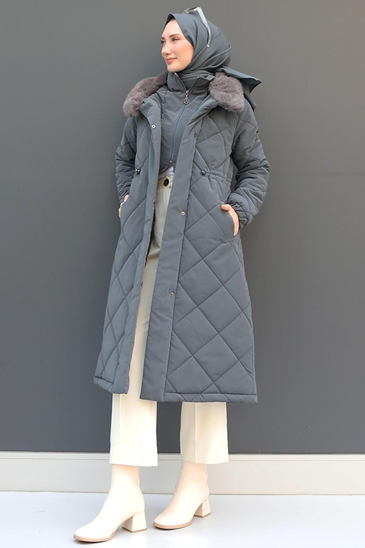 Şişme Anorak Mont Koyu Gri Şişme Anorak Mont Koyu Gri