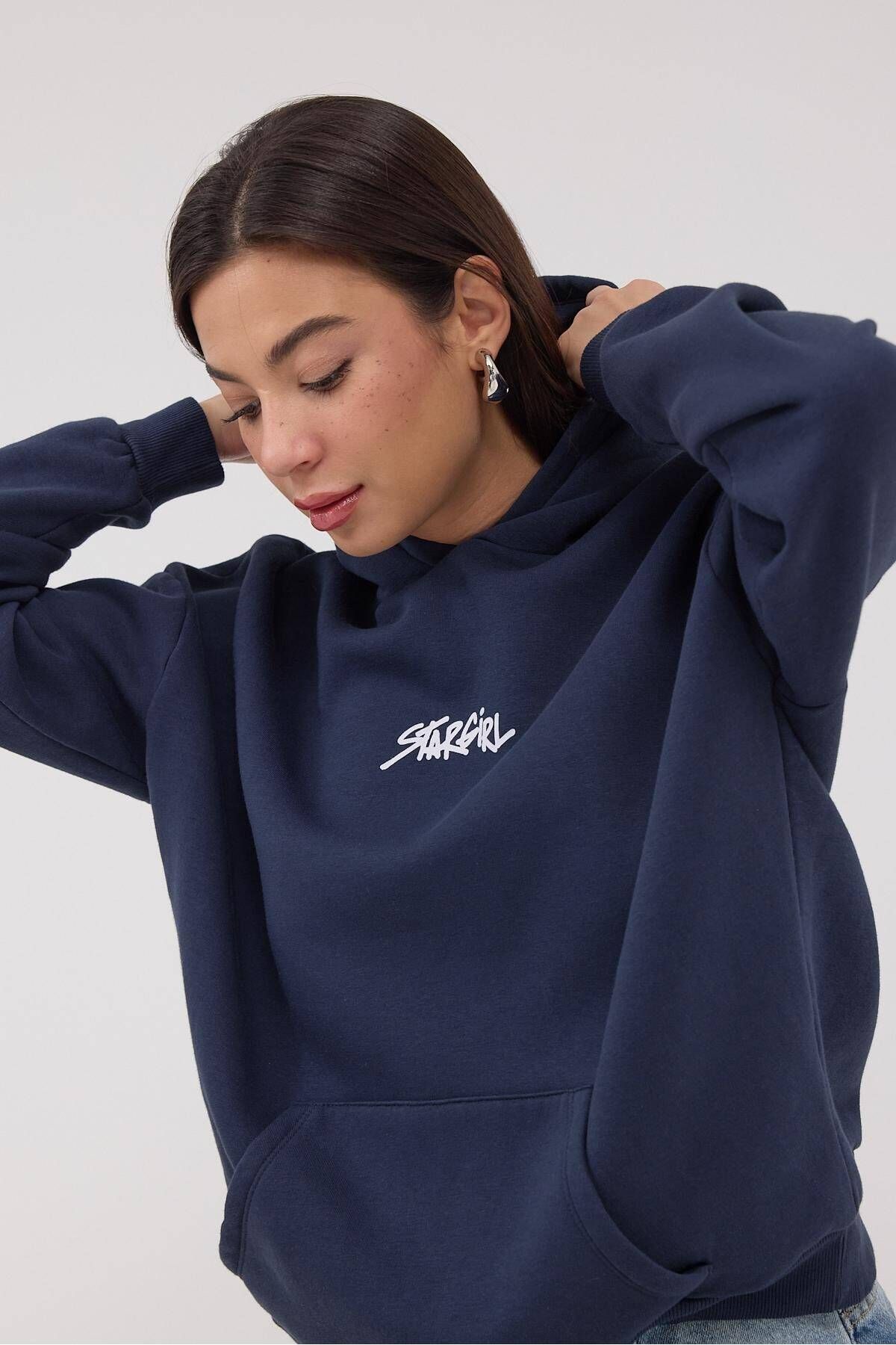 STAR GİRL Yazılı Şardonlu Sweatshirt S1597-U3