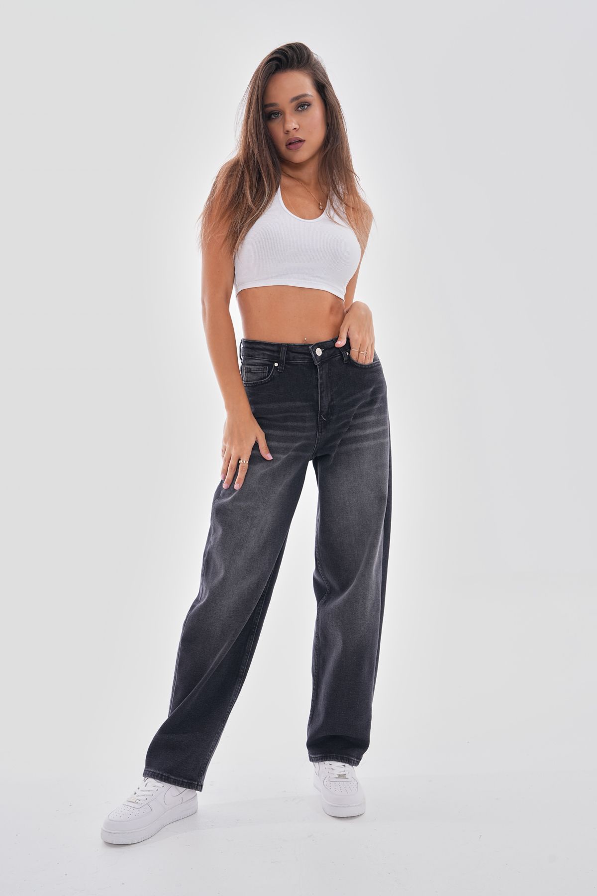 Kadın Soluk Efektli Bol Kesim Rahat Geniş Paça Baggy Jean Kadın Soluk Efektli Bol Kesim Rahat Geniş Paça Baggy Jean