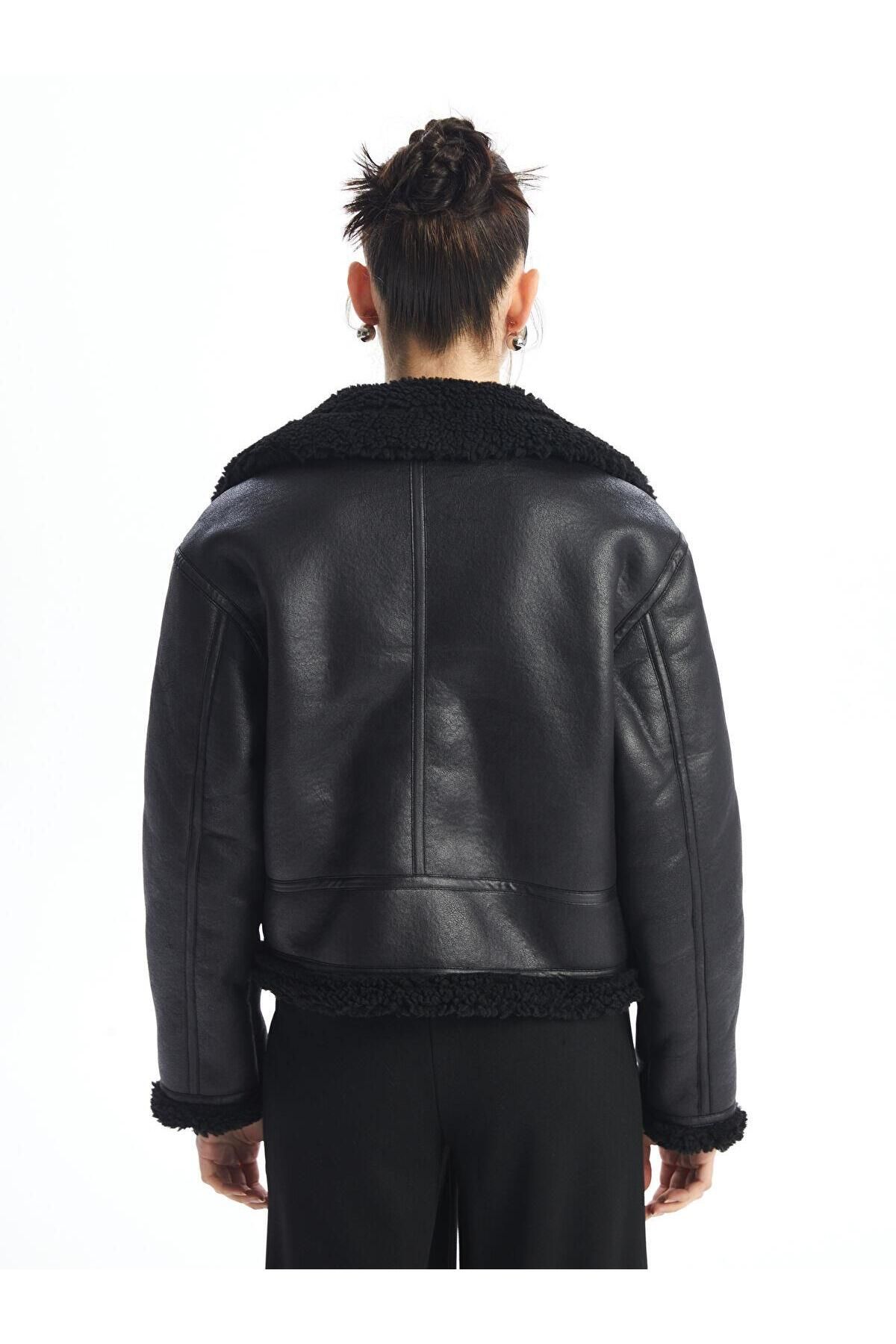 XSIDE Biker Yaka Kadın Deri Görünümlü Mont XSIDE Biker Yaka Kadın Deri Görünümlü Mont