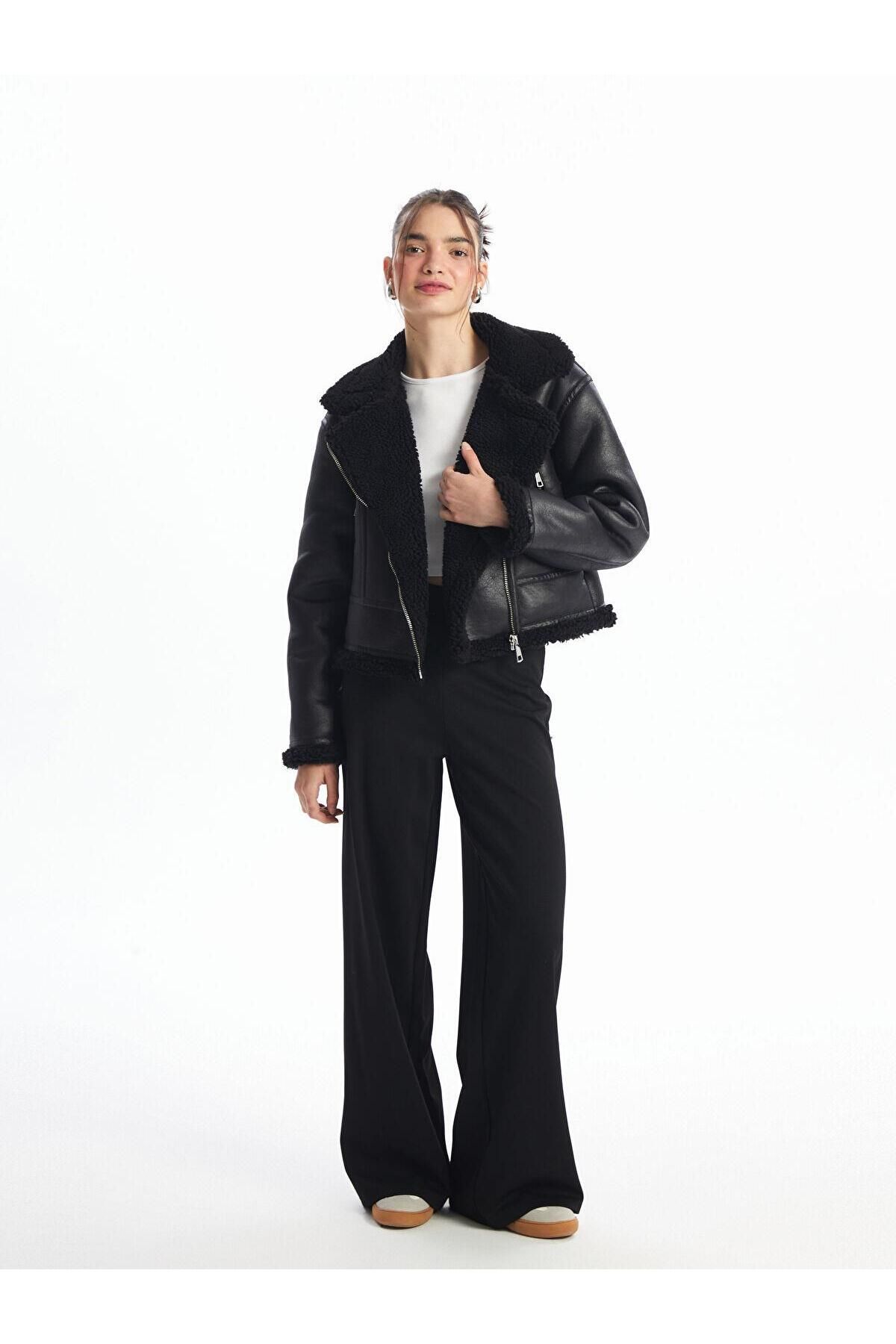 XSIDE Biker Yaka Kadın Deri Görünümlü Mont XSIDE Biker Yaka Kadın Deri Görünümlü Mont