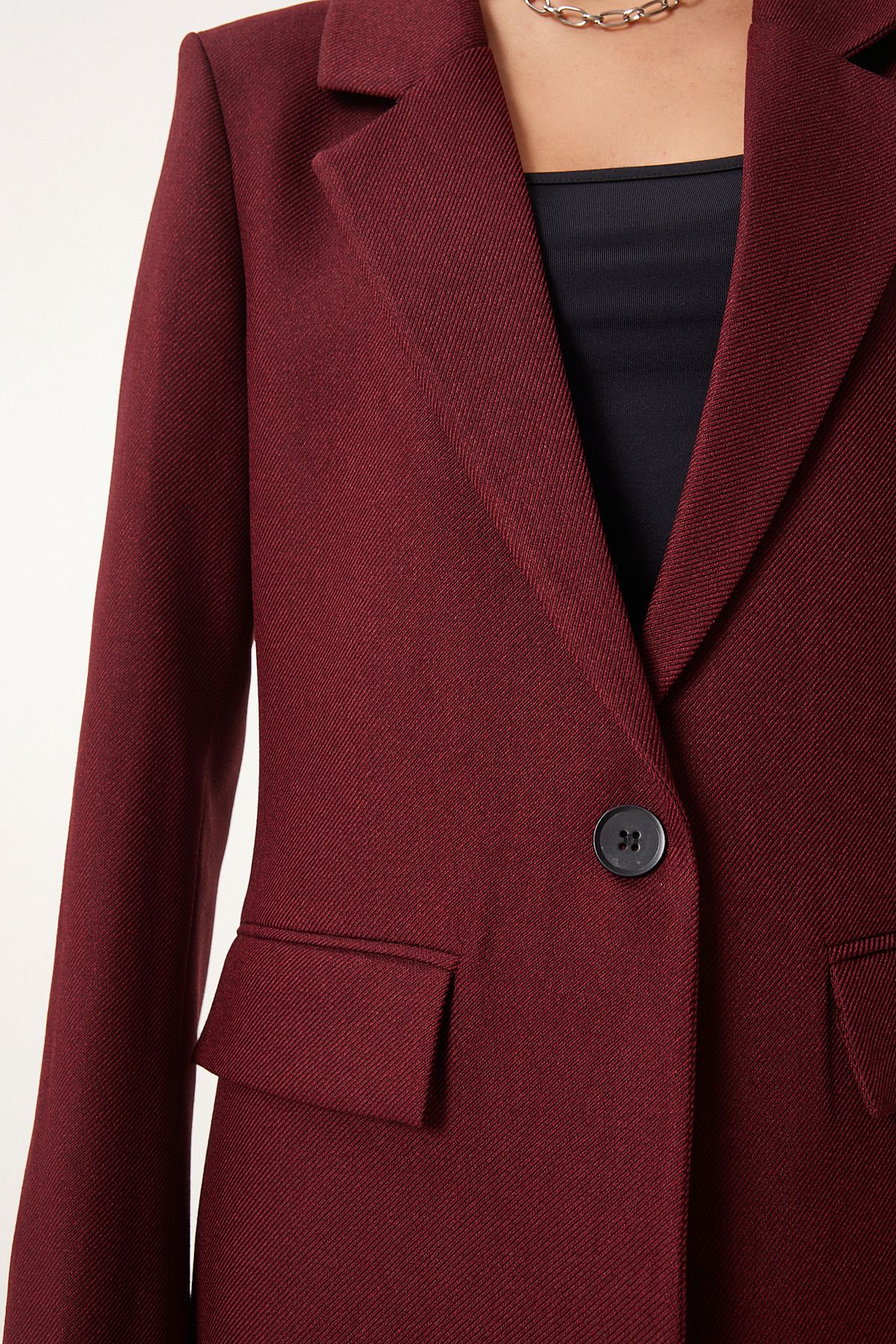 Vatkalı Dokuma Blazer Ceket BORDO LHL0002 Vatkalı Dokuma Blazer Ceket BORDO LHL0002