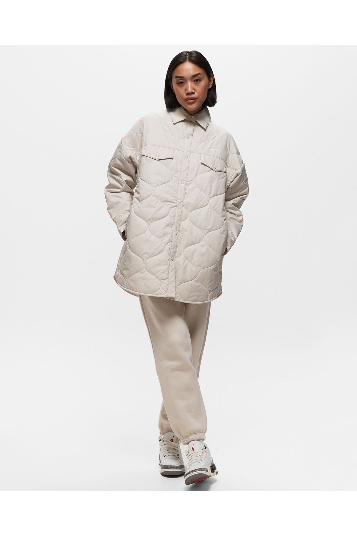 Sportswear Essentials Quilted Trench Kadın Beyaz Ceket stilim spor Sportswear Essentials Quilted Trench Kadın Beyaz Ceket stilim spor