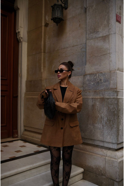 süet nubuk kumaş üç düğme bol kesim orta boy dikiş detay pinterest marka muadil blazer ceket