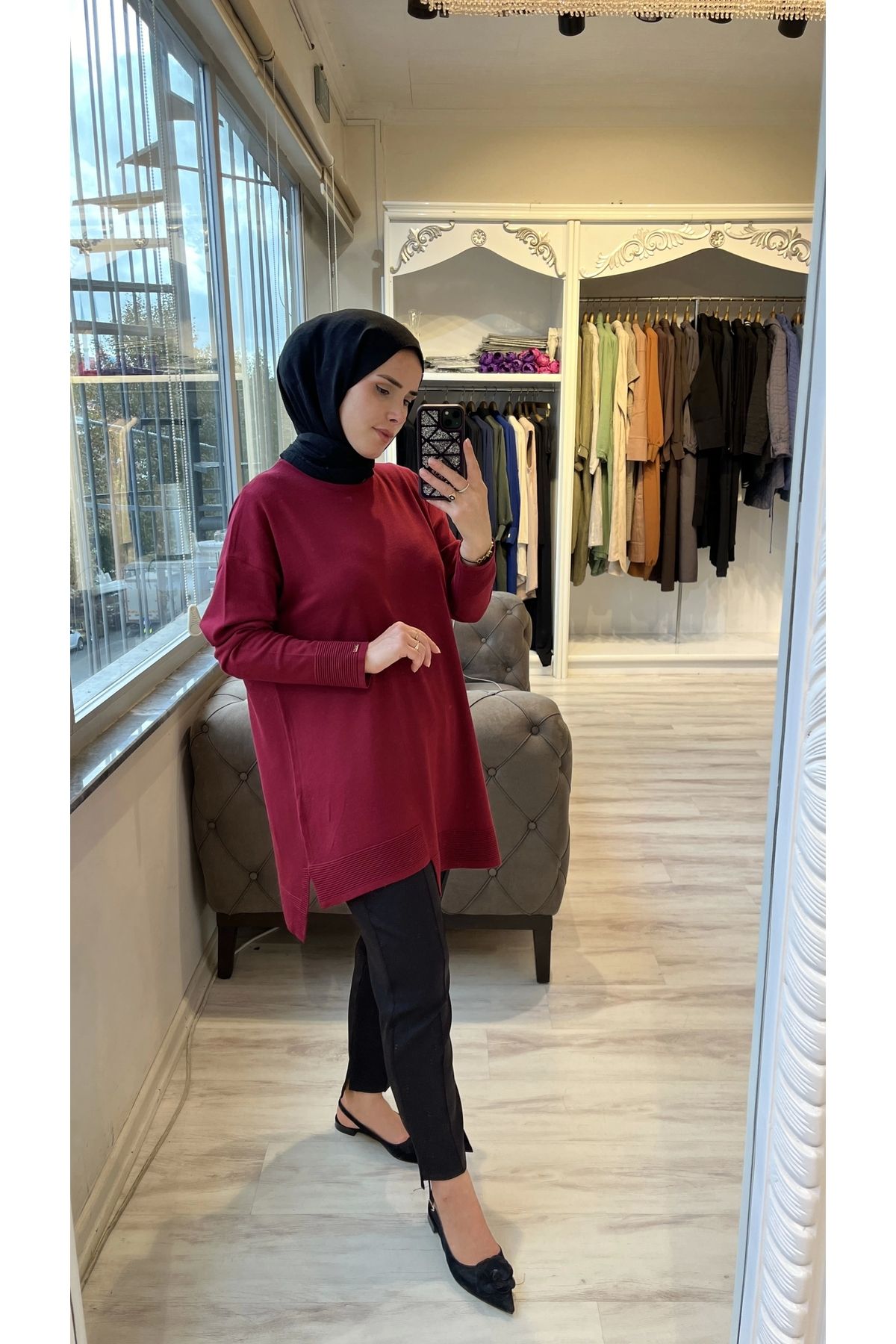 İNVEE 6840 Bordo Triko Tunik