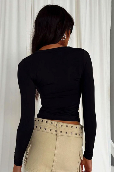 Siyah Bisiklet Yaka Basic Uzun Kollu Body Siyah Bisiklet Yaka Basic Uzun Kollu Body