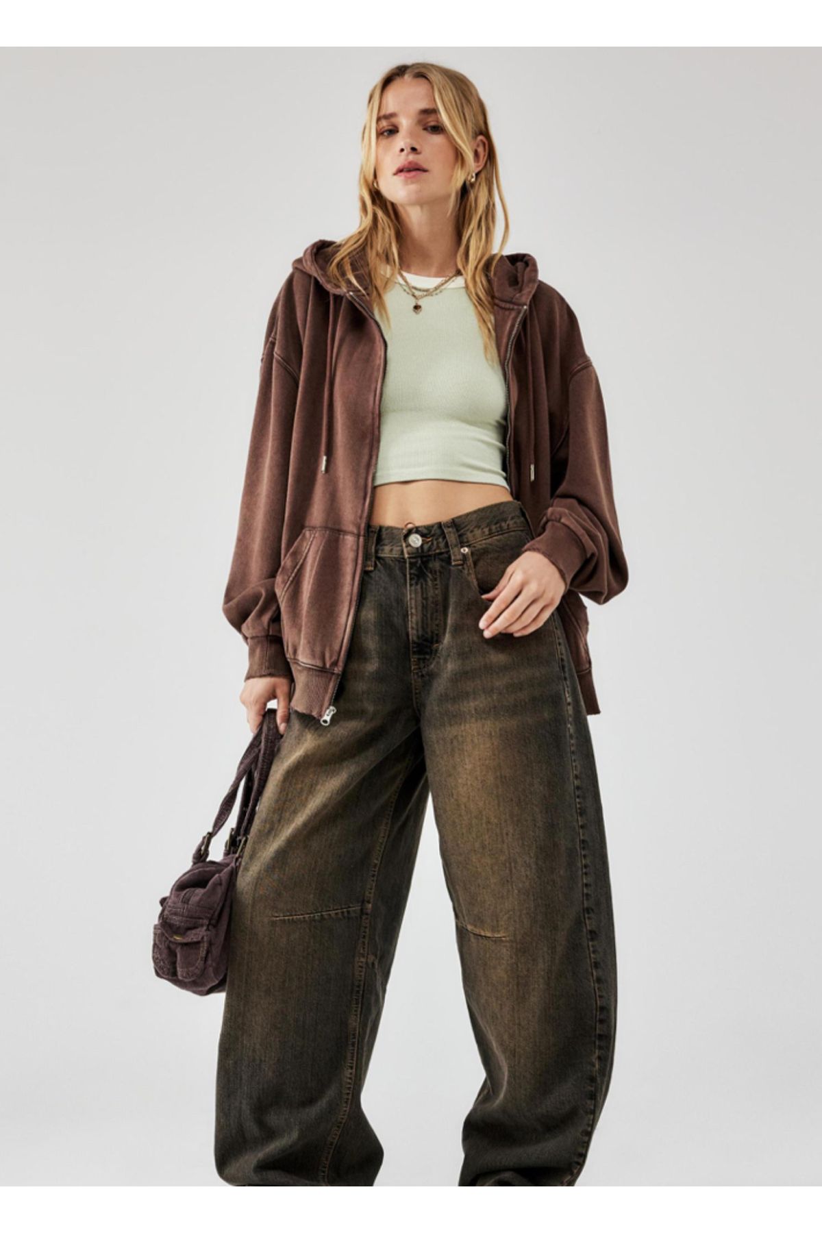 Trend Unisex Loose Fit Bel Kemer Detay Baggy Jean Pantolon Trend Unisex Loose Fit Bel Kemer Detay Baggy Jean Pantolon
