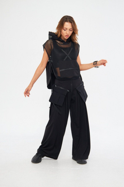 KAPÜŞONLU SİYAH FİLE BLUZ KAPÜŞONLU SİYAH FİLE BLUZ