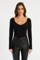 Kadın Siyah Balon Kol Bluz RK42