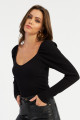 Kadın Siyah Balon Kol Bluz RK42