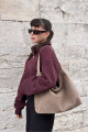 Süet Creme Salaş Görünümlü Shopper Çanta Süet Creme Salaş Görünümlü Shopper Çanta